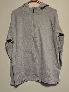 GAIAM Men's Gray Fleece- Lined Half-Zip Hooded Sweatshirt